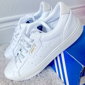 Women’s White Adidas Sleek Sneakers, Size 9.5. Brand New